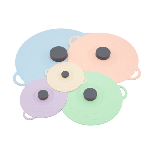 Elosung Multicolor Two-Set Five-Piece Silicone Fresh-Keeping Lids Heat-Resistant Carousel 1