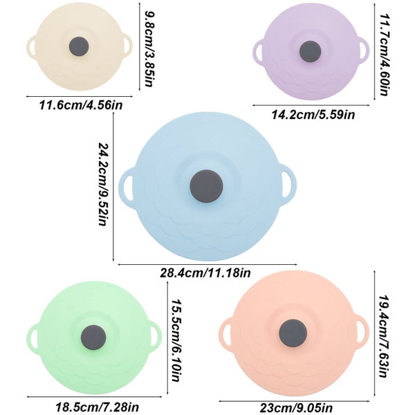 Elosung Multicolor Two-Set Five-Piece Silicone Fresh-Keeping Lids Heat-Resistant Carousel 2