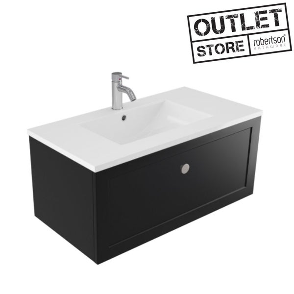 TELAIO 900 SINGLE CENTRE BOWL WALL VANITY ELESTONE TOP - NERO Carousel 1