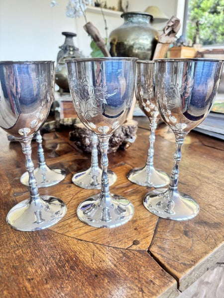 6 x SILVER PLATED GEORGEOUS ELEGANT GOBLETS Carousel 2