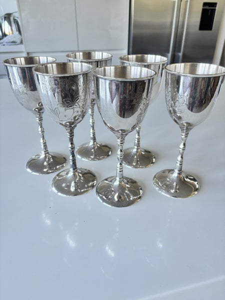 6 x SILVER PLATED GEORGEOUS ELEGANT GOBLETS Carousel 16