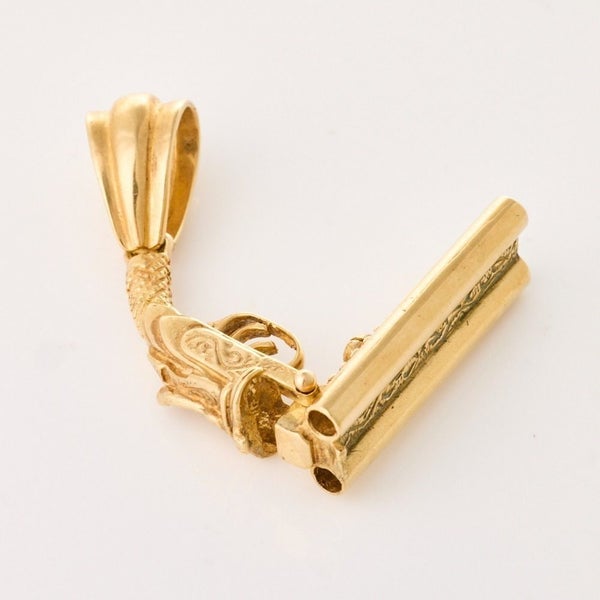 ESTATE JEWELLERY CLEARANCE - 9ct Gold Vintage Shotgun Pendant (Large 7.9cm!) Carousel 2