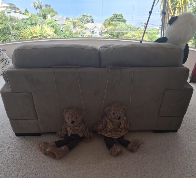 Hanging Teady bears Male & Female, cost $200 from collectors shop n Ponsonby Carousel 2