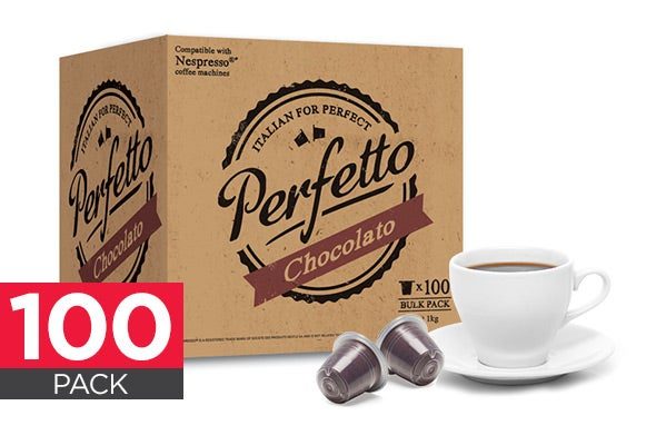 100 Pack Perfetto Nespresso Compatible Hot Chocolate Pods (Chocolato) Carousel 1