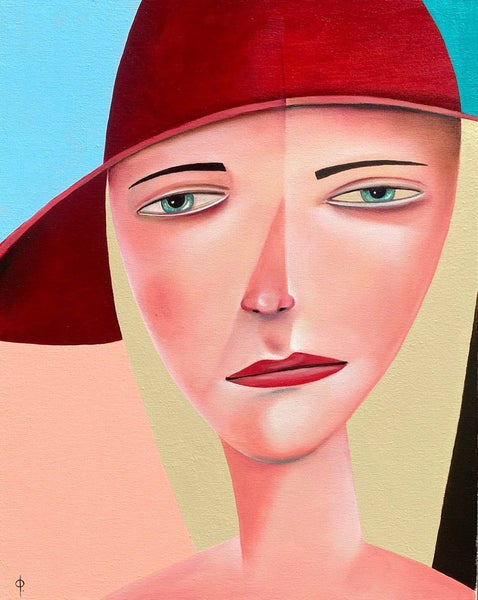 PORTRAIT OF A WOMAN. Original painting by Nick Fedaeff Carousel 1