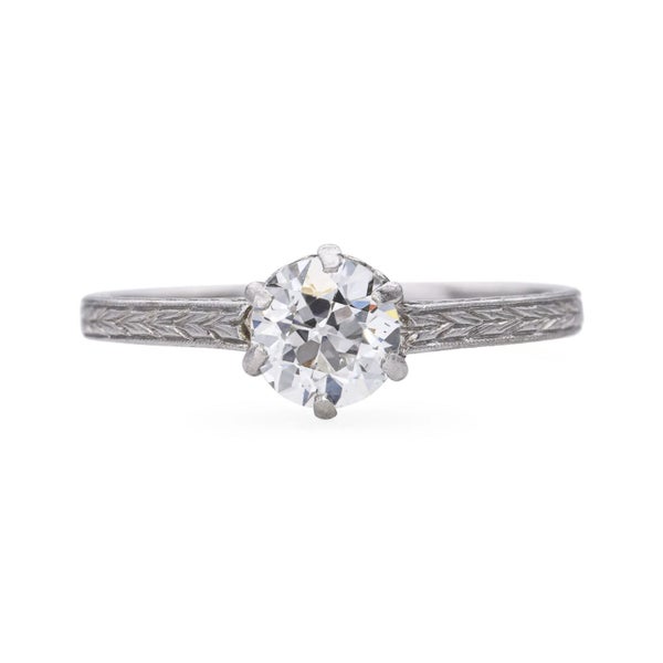 Antique Art Deco Platinum 0.73ctw Old European Diamond Solitaire Engagement Ring Carousel 1