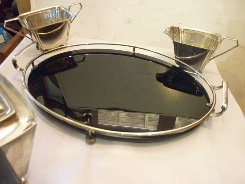 ART DECO ENGLISH 3 PIECE TEA SERVICE & TRAY Carousel 2