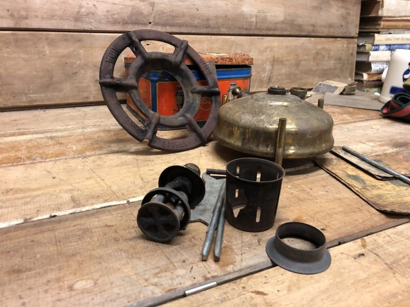 Antique Aida Brass Classic Camp Stove w/ OG Tin - $1 RESERVE Carousel 2