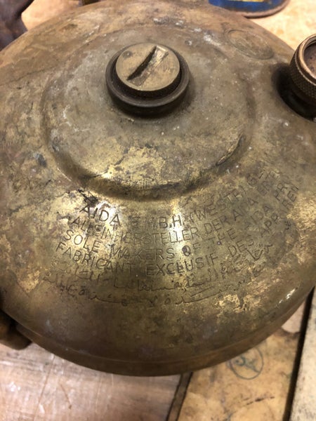 Antique Aida Brass Classic Camp Stove w/ OG Tin - $1 RESERVE Carousel 9