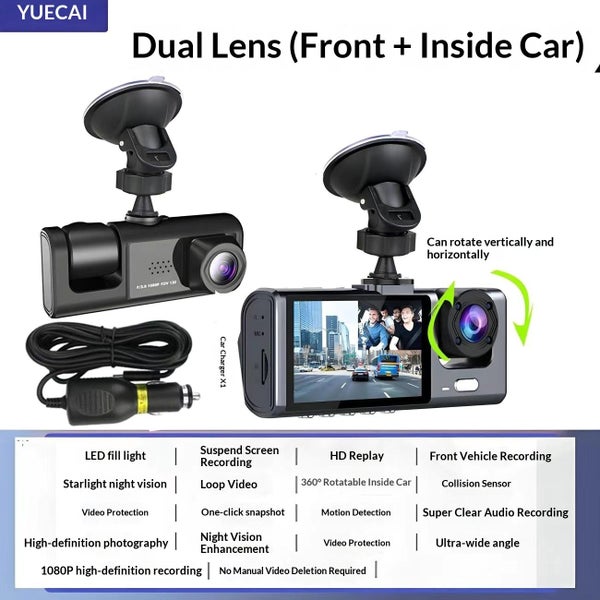 1080P Dual Lens Dash Cam Front + Cabin Recorder #AC216 Carousel 2