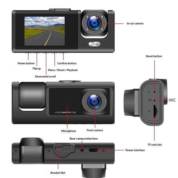 1080P Dual Lens Dash Cam Front + Cabin Recorder #AC216 Carousel 4