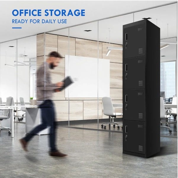 185cm Steel Filing Cabinet Metal Locker Storage Cupboard Organizer 4 Doors Carousel 2