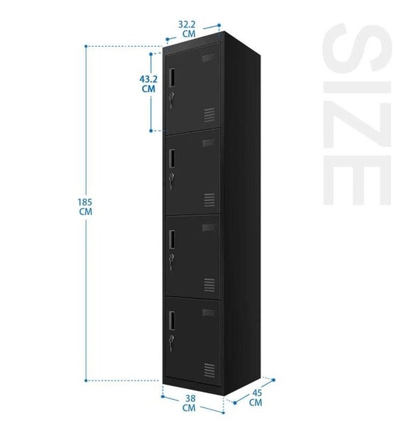 185cm Steel Filing Cabinet Metal Locker Storage Cupboard Organizer 4 Doors Carousel 7