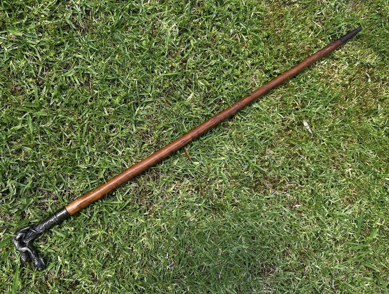 Vintage bronze mongoose & snake handled walking stick Carousel 2