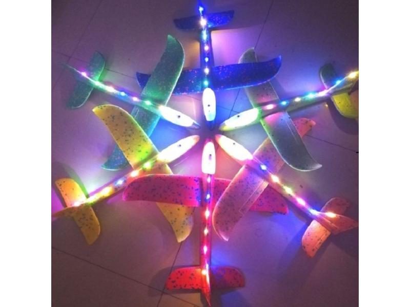 48cm LED DIY Kids Toys Hand Throw Flying Glider Planes Foam Aeroplane Model Carousel 1