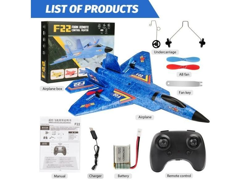F22 Raptor RC Plane 2.4G 2CH LED Light EPP Foam Airplane Toy For Children Carousel 1