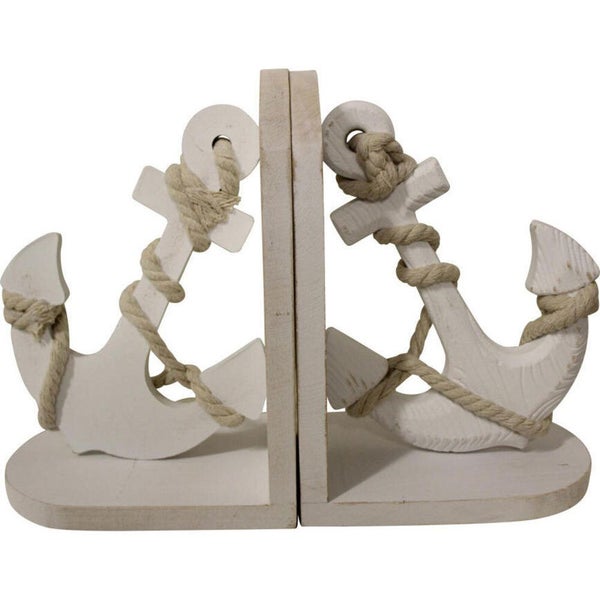 Handcrafted Anchors Bookends Whitewash Wood Carousel 1