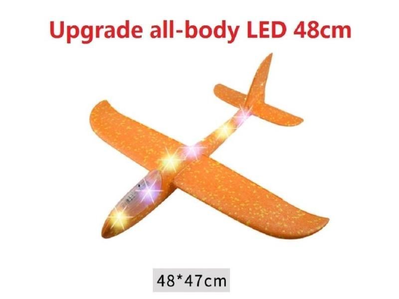 48cm LED DIY Kids Toys Hand Throw Flying Glider Planes Foam Aeroplane Model Carousel 4
