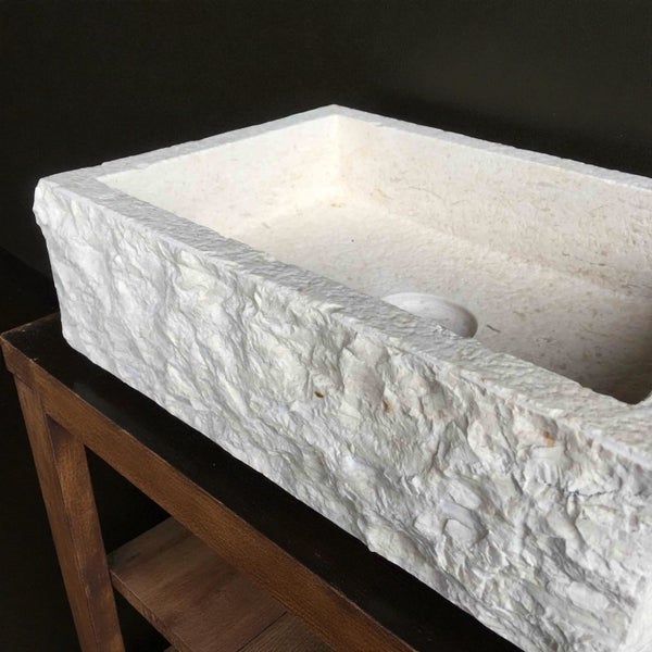 $1 RESERVE MARBLE BASIN NATURAL RAW FINISH 'RARE 370mm x 260mm x 110mm WAS $850 Carousel 10