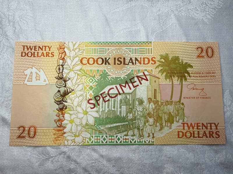Cook Islands $20 Specimen Banknote unc Carousel 2