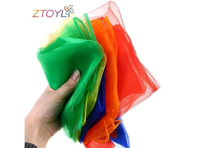6pcs/pack Gymnastics Scarves Colored Sensory Scarves Rainbow Gauze Baby Carousel 1