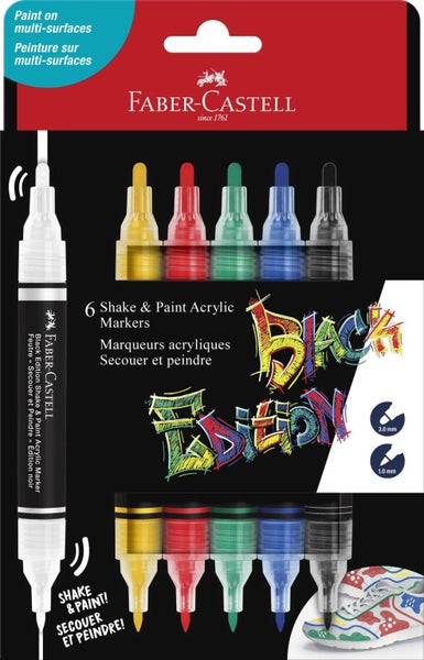 Faber Castell: Black Edition Shake & Painter Marker - Classic (Pack of 6) Carousel 1