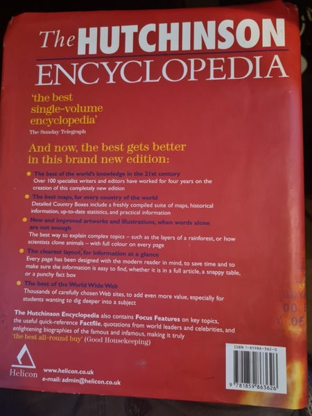 Hutchinson Encyclopedia – Large Hardcover – $1 Reserve64474726732929111