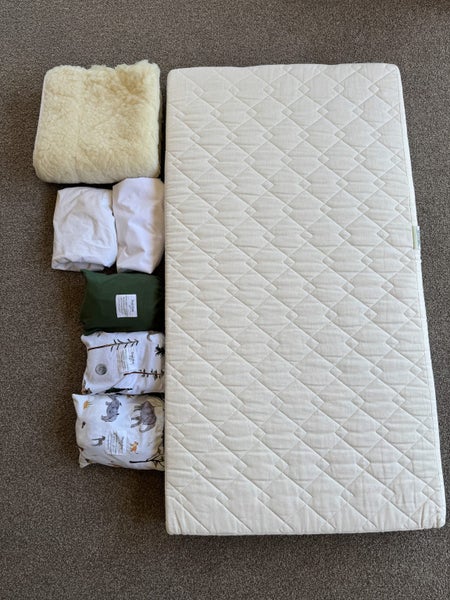 INNATURE Organic Baby Cot Mattress + Full Bedding Bundle – As New Condition64475924400387110