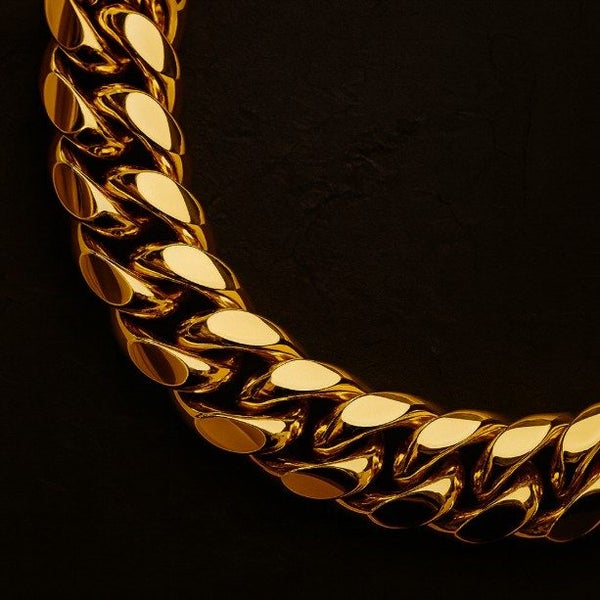 Men's Solid Cuban Link Chain Bracelet with 18K Gold - SALE!64476064221697111