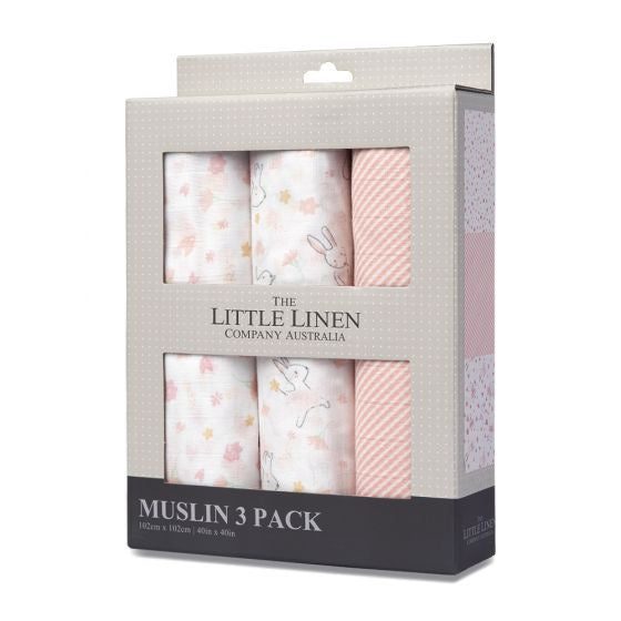 LITTLE LINEN MUSLIN 3PK - BALLERINA BUNNY Carousel 1
