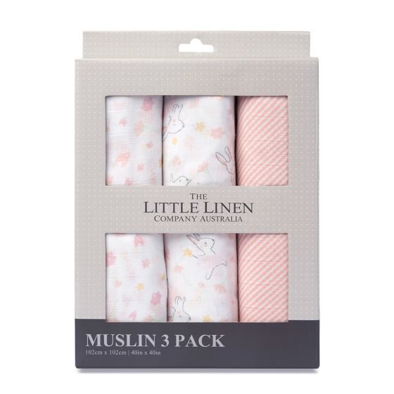 LITTLE LINEN MUSLIN 3PK - BALLERINA BUNNY Carousel 3