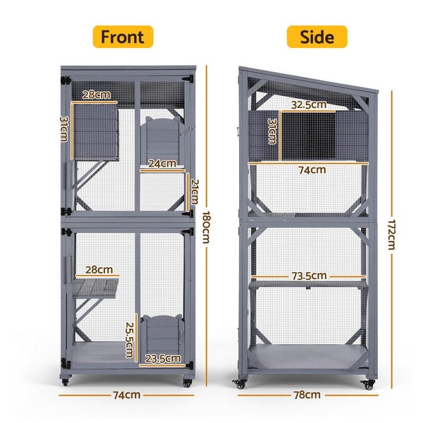 Cat House Wooden 180Cm Rabbit Hutch Pet Condo Small Dog Enclosure Cage Carousel 2