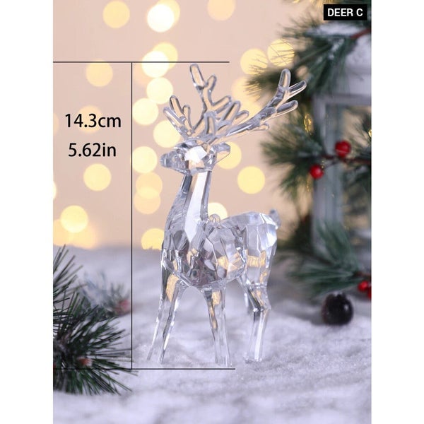 Transparent Crystal Deer Figurines For Christmas Decor Carousel 1