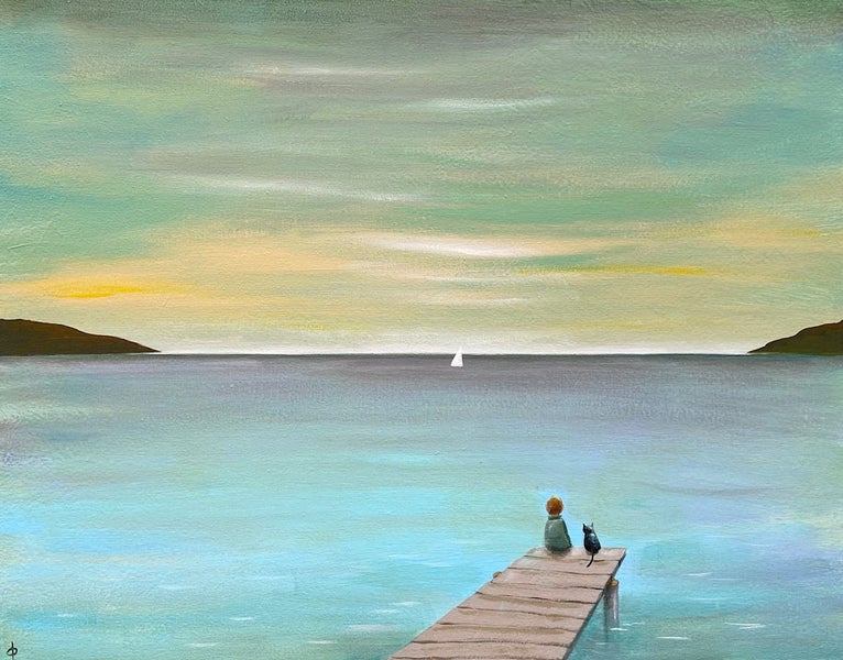 EVENING AT THE JETTY. Original painting by Nick Fedaeff Carousel 1
