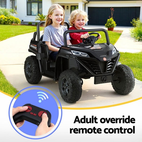 Kids Ride On Car Electric Toys Cars Headlight Music Remote Control Black Carousel 2