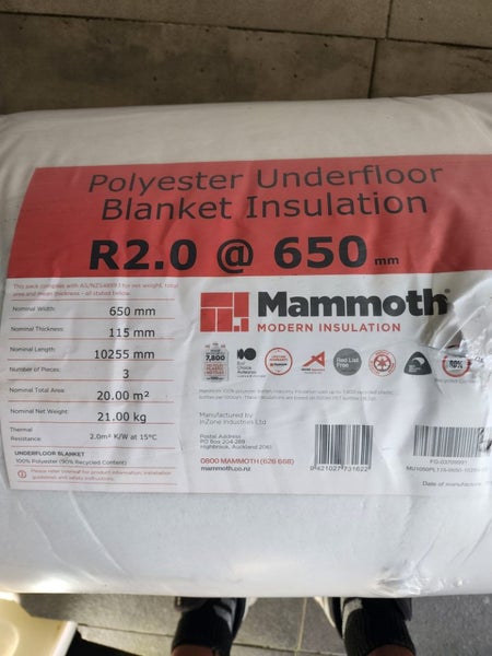 Underfloor insulation Mammoth polyester R2.0 510 and 650mm Carousel 2