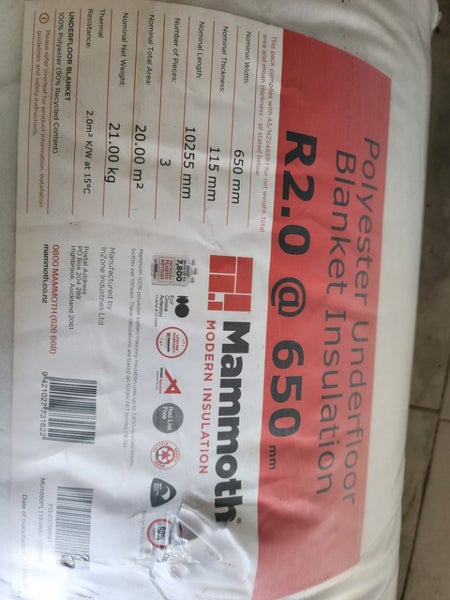 Underfloor insulation Mammoth polyester R2.0 510 and 650mm Carousel 5