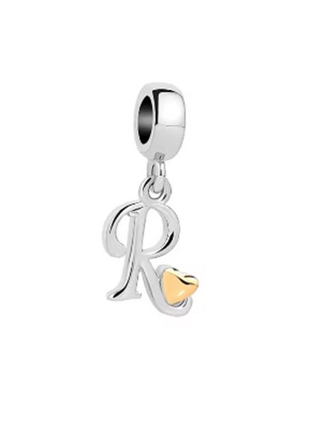 Sterling Silver Letter "R" Charm - Fit's Pandora Bracelet Carousel 1