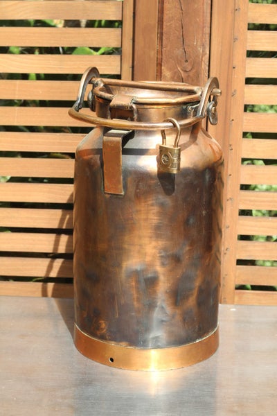 Vintage French 4-gallon copper Milk Can & Yale padlock Carousel 1