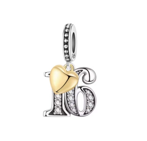 Sterling Silver 16th Birthday Charm - Fit's Pandora Bracelet Carousel 1
