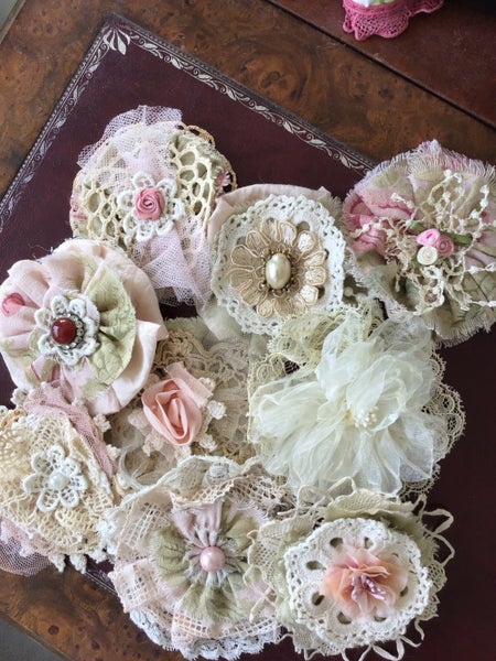 Vintage Fabric and Lace Flowers Carousel 1