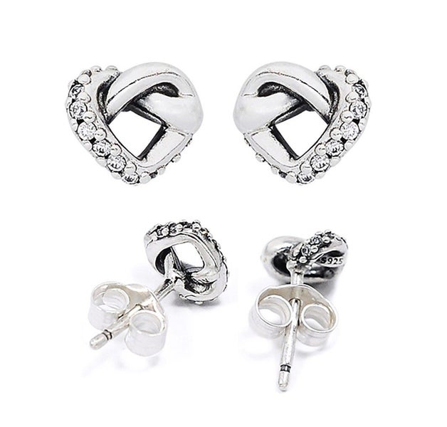 Pandora Sparkling Knotted Heart Stud Earrings - RETIRED64639485435907111