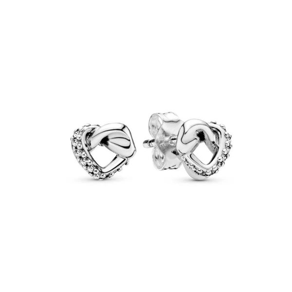 Pandora Sparkling Knotted Heart Stud Earrings - RETIRED64639485435907112