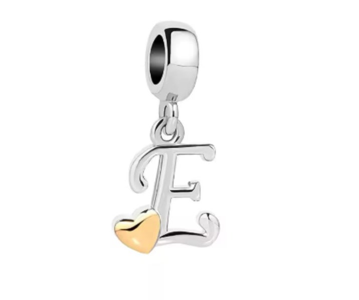 Sterling Silver Letter "E" Charm - Fit's Pandora Bracelet Carousel 1