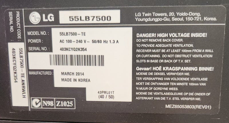 LG 55" LED TV Carousel 2