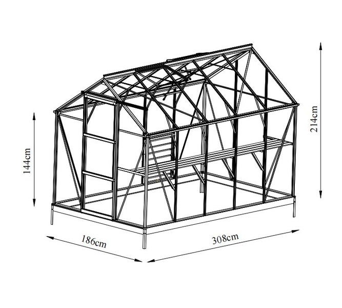 Fairway Glasshouse 6x10ft SINGLE DOOR Carousel 1