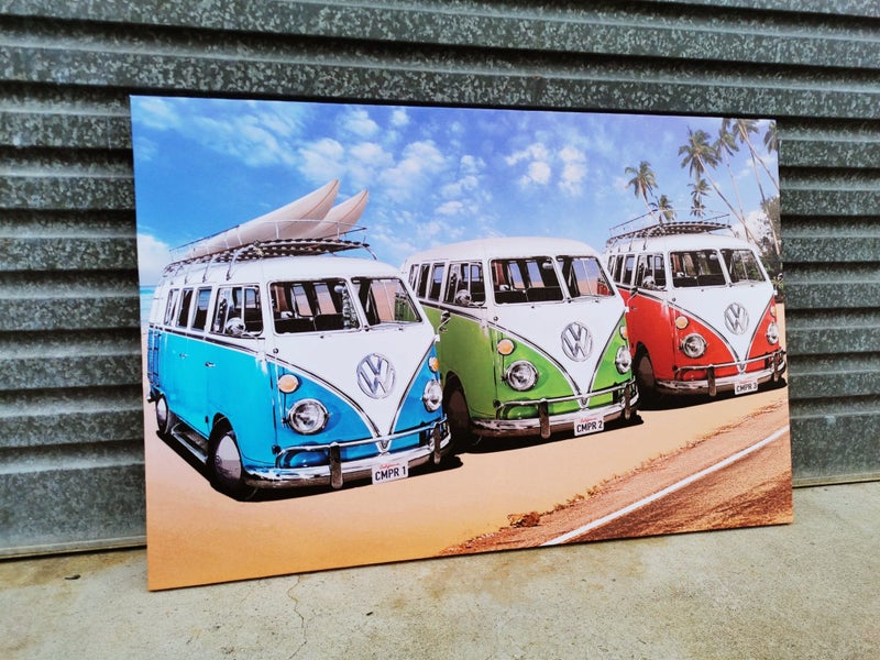 Framed $1 RESERVE 1 Panel Canvas Print - VW Kombi Carousel 2