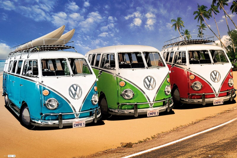 Framed $1 RESERVE 1 Panel Canvas Print - VW Kombi Carousel 1