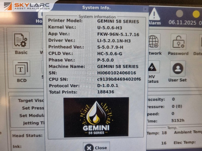 Gemini 58 Series Industrial Ink Jet Printer Model W5600 Carousel 6