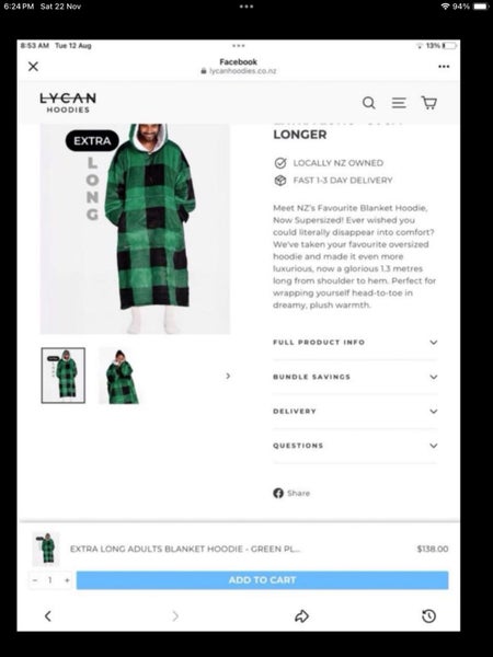 Extra Long Lycan Blanket Hoodie Carousel 8